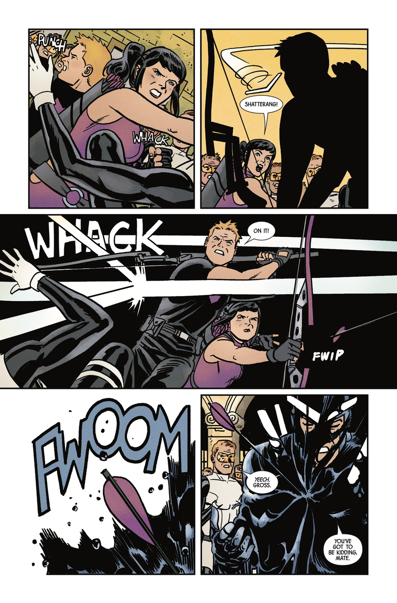 Illustration for article titled Kate and Clint fight for their lives in this Hawkeye #16 exclusive